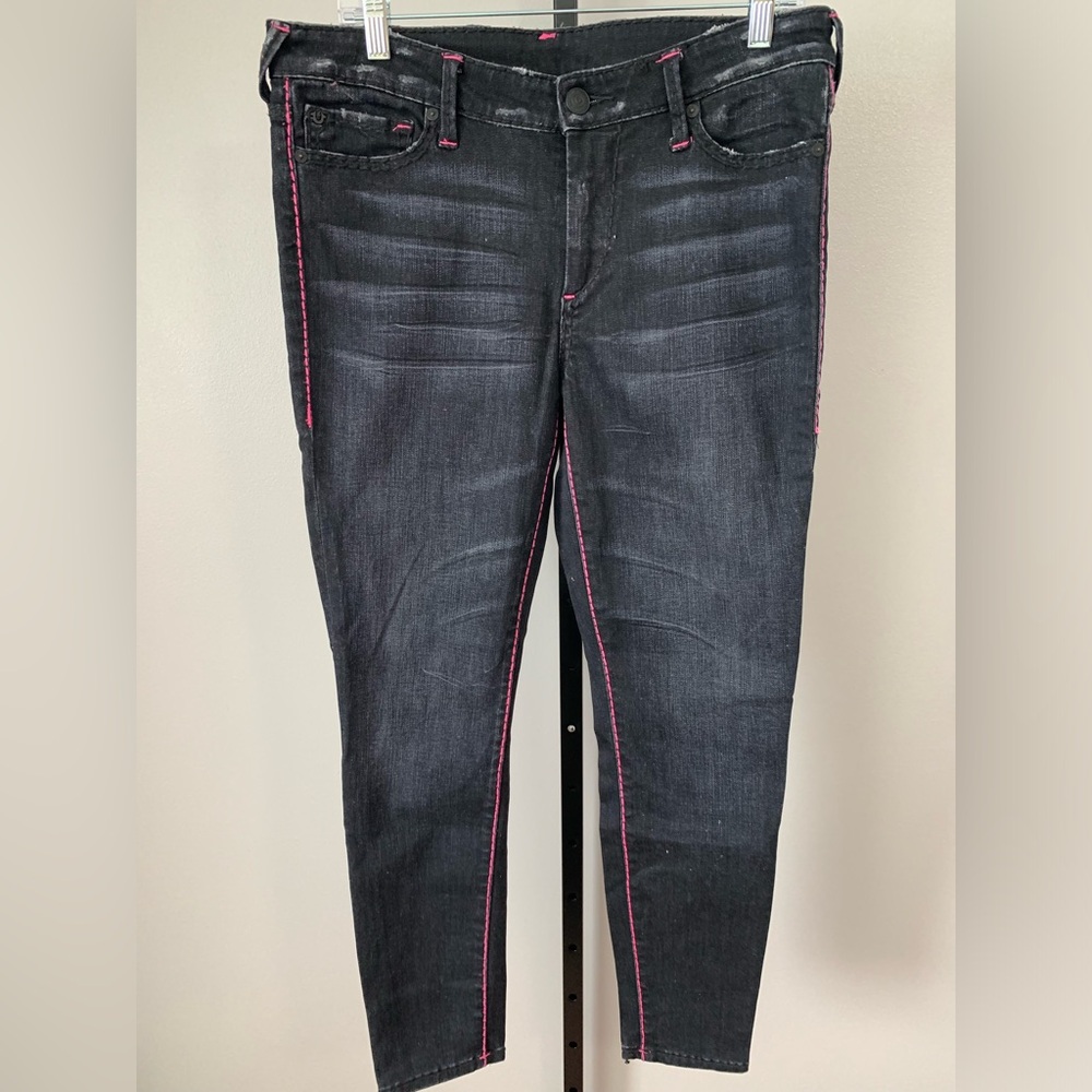 True Religion Black Jeans With Pink Details